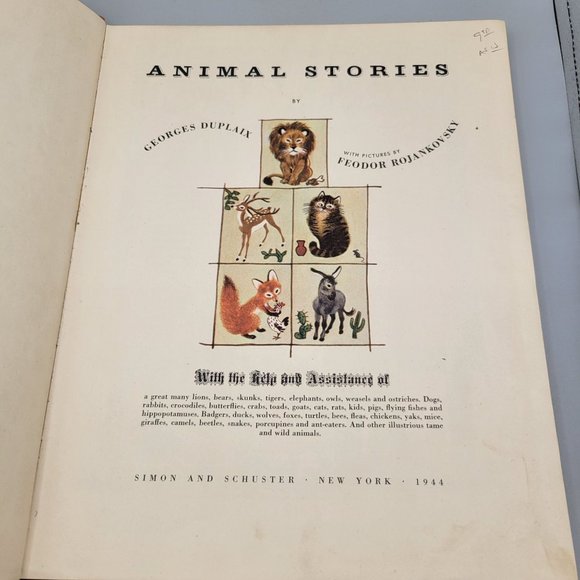 1945 Animal Stories Childrens Book Clothbound Hardcover Color Illustrations - Picture 8 of 12